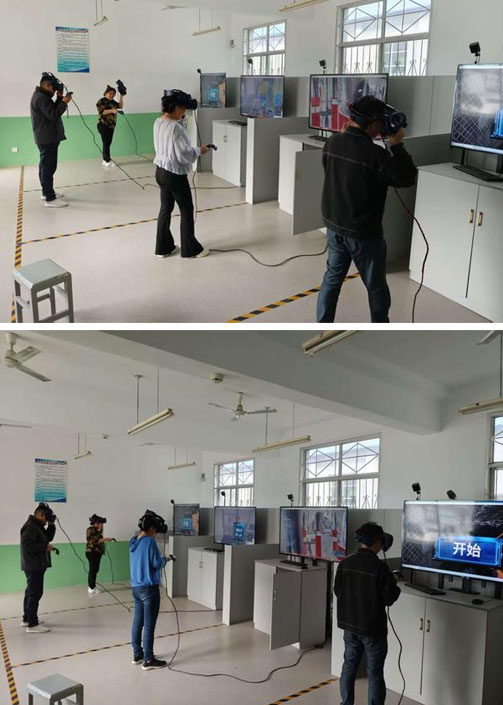 全体教师轮流进行VR实操模拟练习