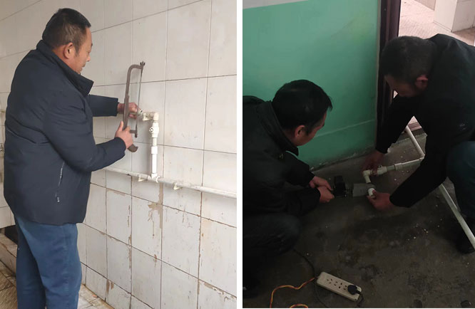 维修师傅更换水阀